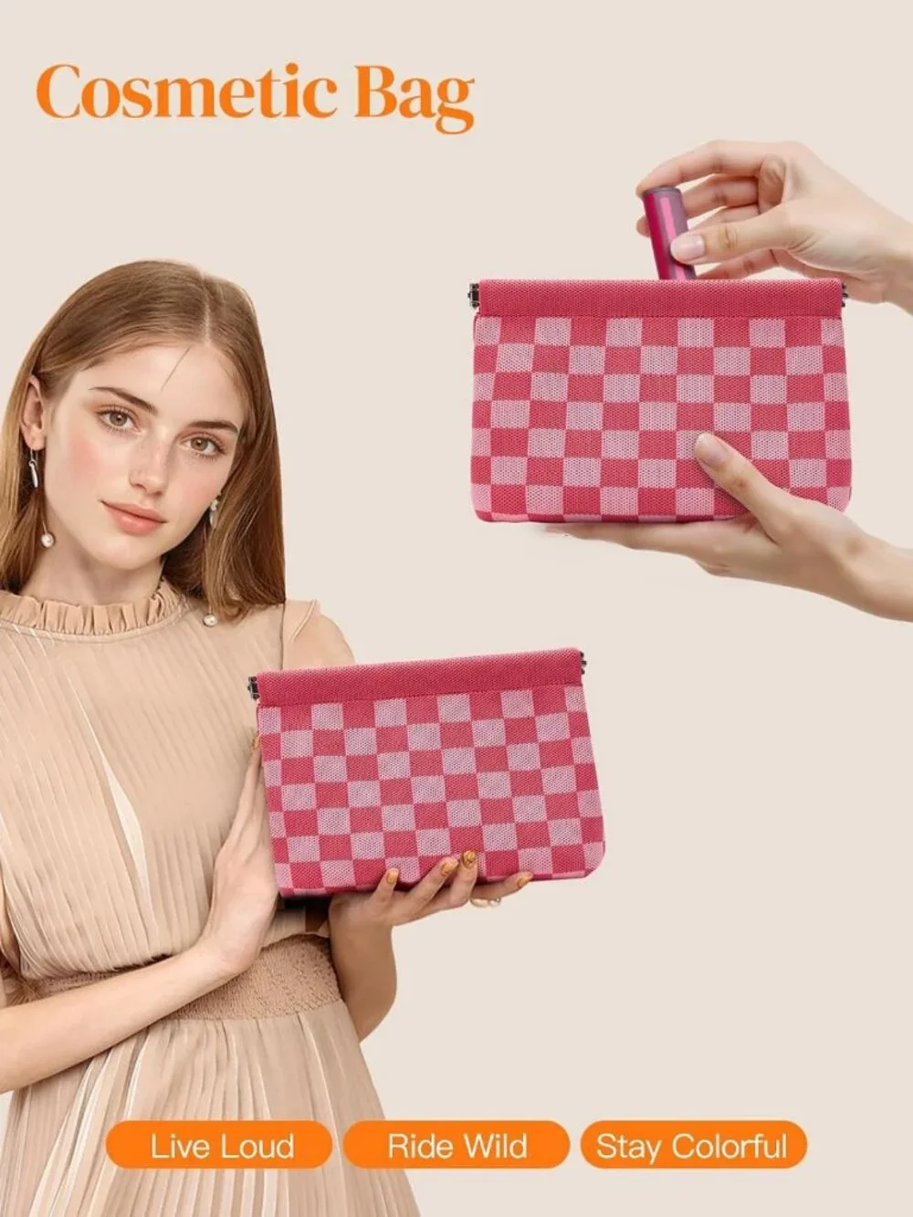 Cute Mini Makeup Bag for Purse, Travel Cosmetic Pouch & Toiletry Organizer